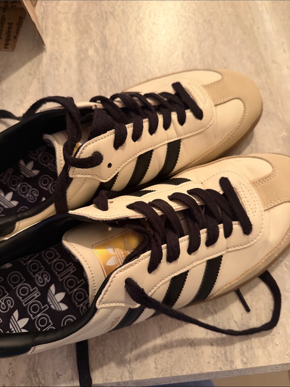 Adidas Samba Beige Black Sneakers | Womens 11/12